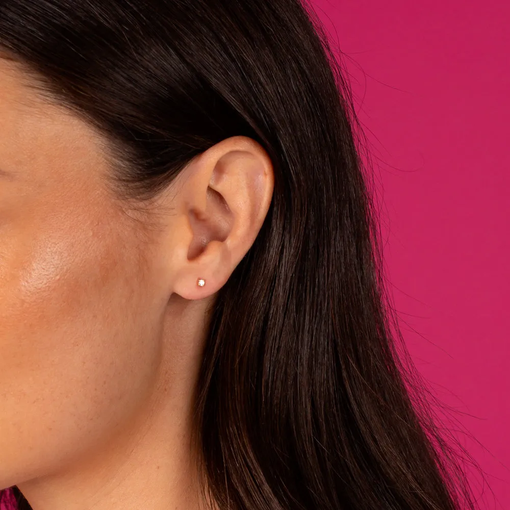 Mini Solitaire CZ Threaded Stud Earring sold by Adina Eden's product image thumbnail 2