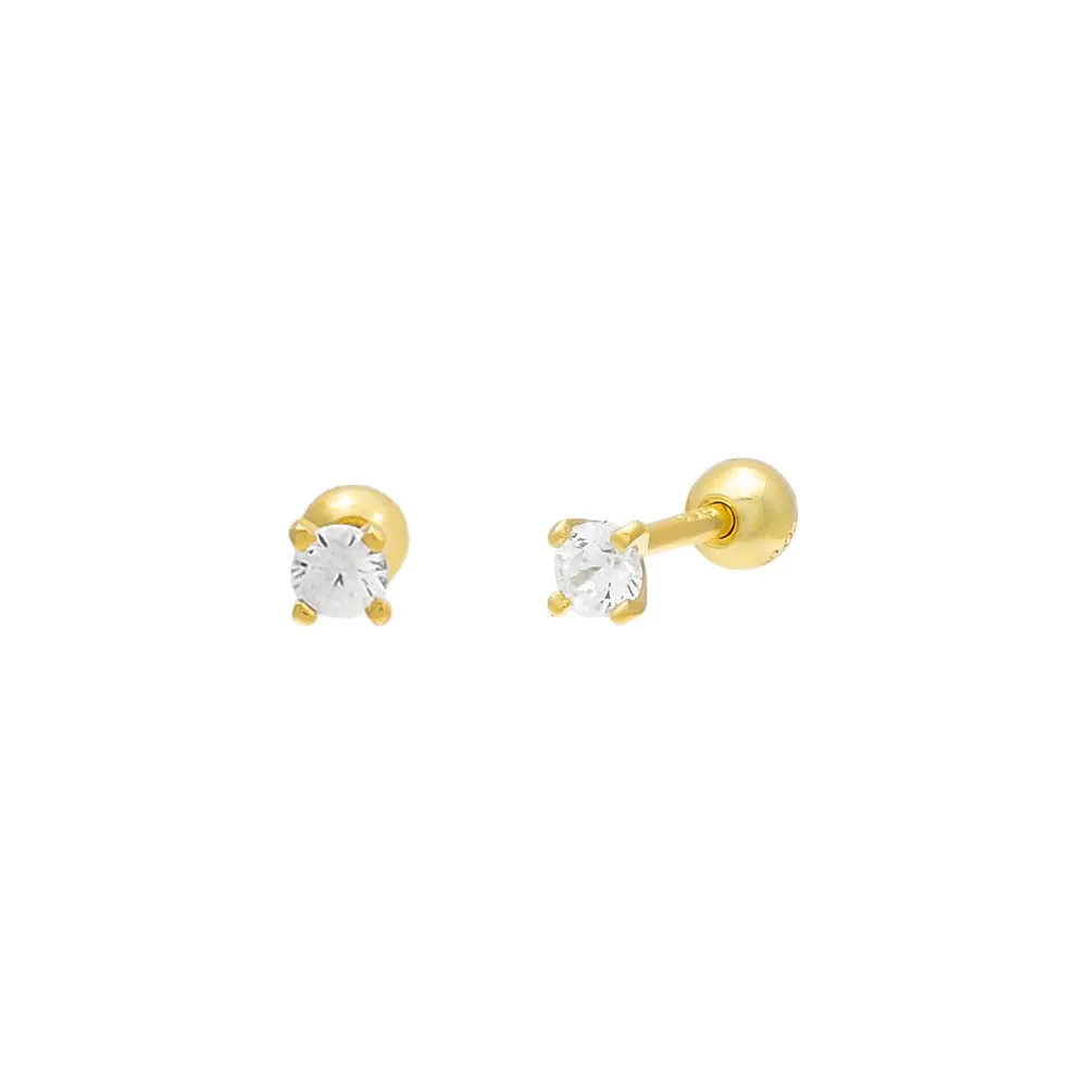 Mini Solitaire CZ Threaded Stud Earring sold by Adina Eden's