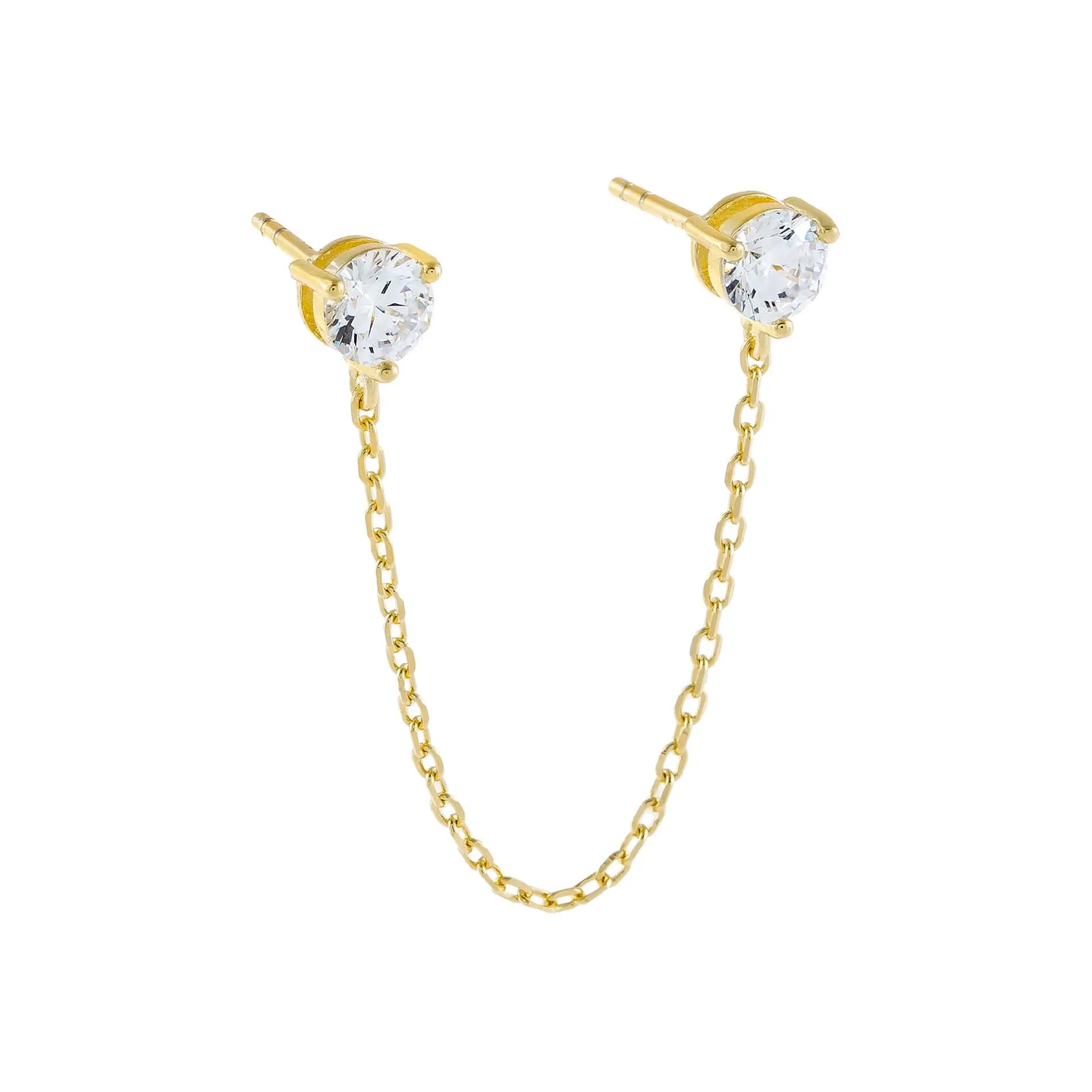CZ Stone Chain Stud Earring sold by Adina Eden's