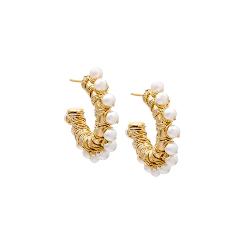 Multi Wired Pearl Hoop Earring sold by Adina Eden's