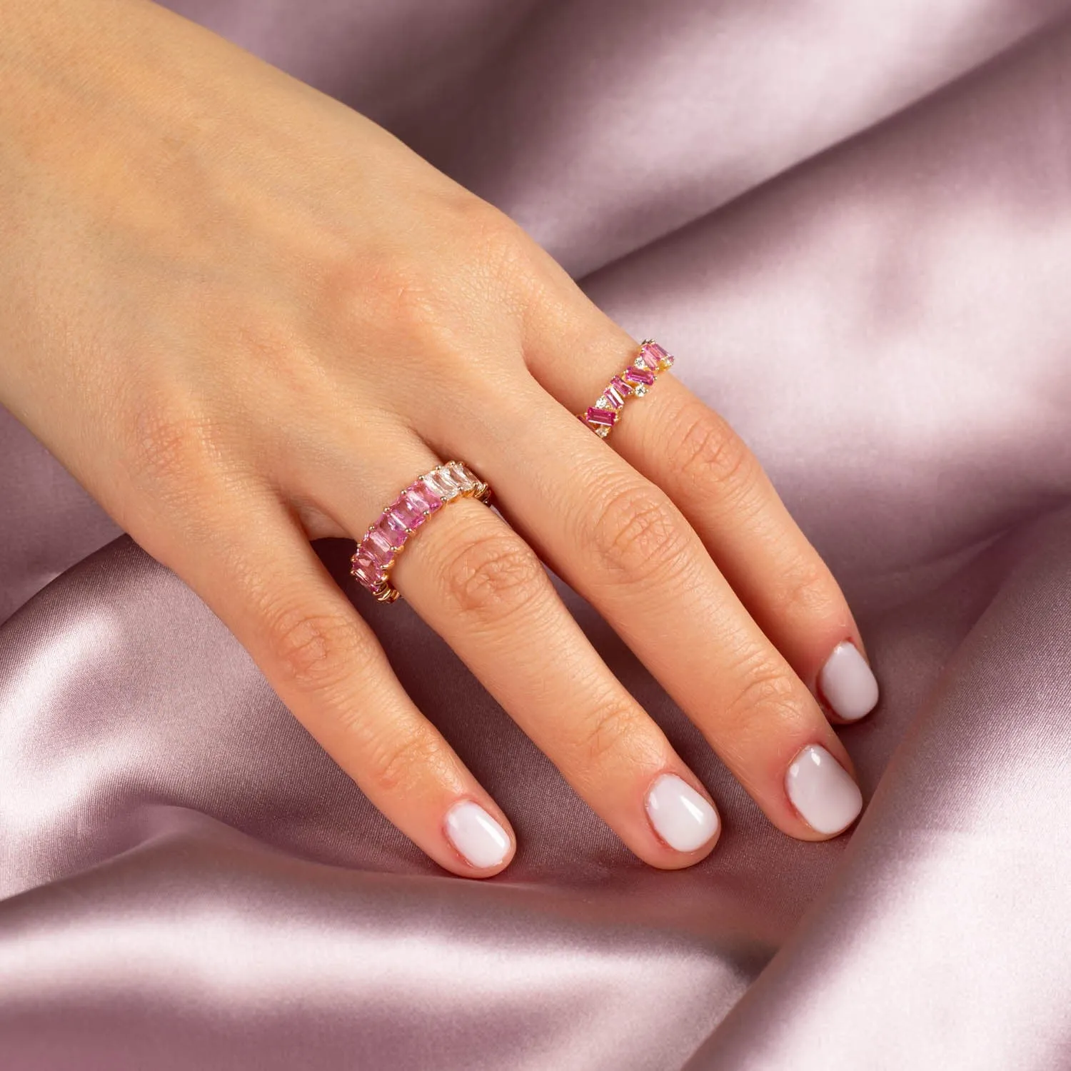 Ruby Baguette x White Round CZ Band sold by Adina Eden's product image thumbnail 2