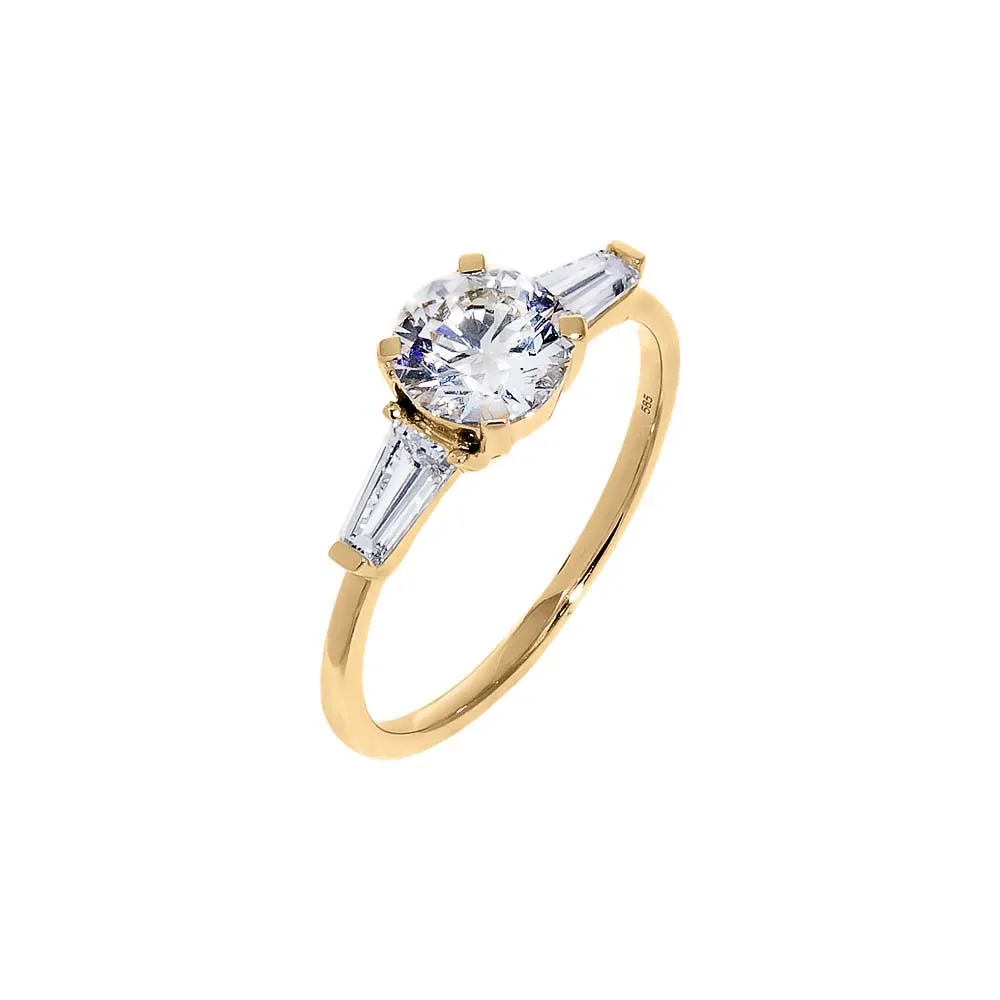 Lab Grown Diamond Round Cut Tapered Baguette Engagement Ring 14K sold by Adina Eden's