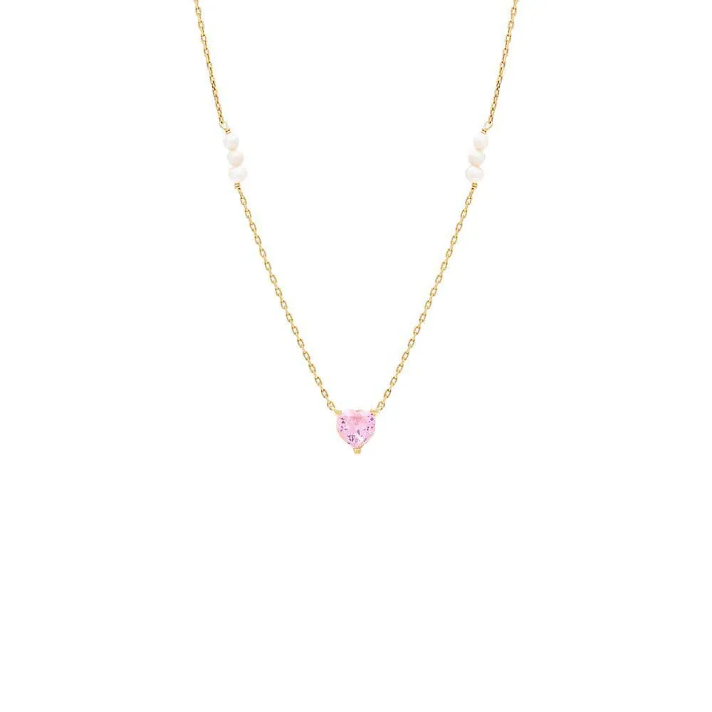 CZ Colored Heart X Pearl Cluster Necklace sold by Adina Eden's product image thumbnail 4