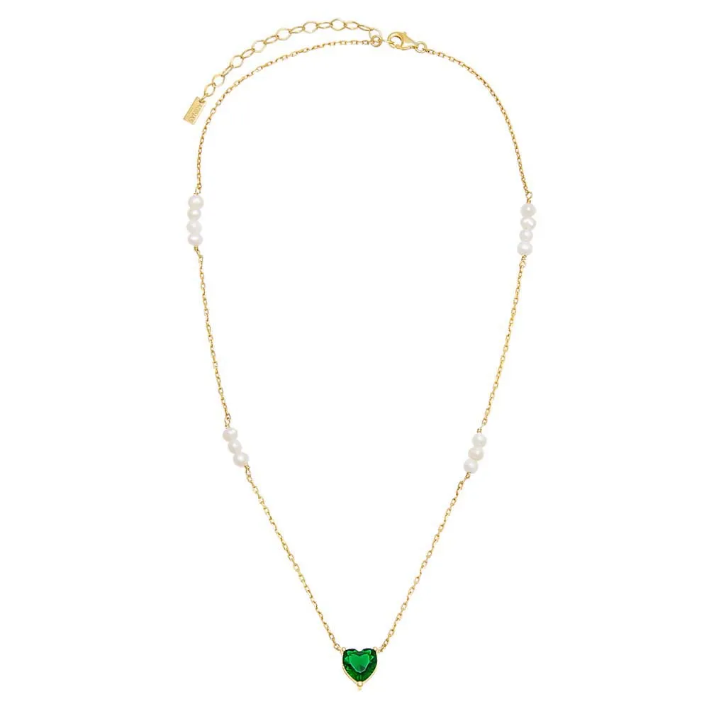 CZ Colored Heart X Pearl Cluster Necklace sold by Adina Eden's product image thumbnail 5