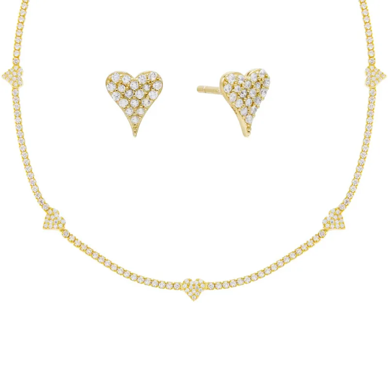 Pavé Heart Tennis Valentine's Combo Set sold by Adina Eden's