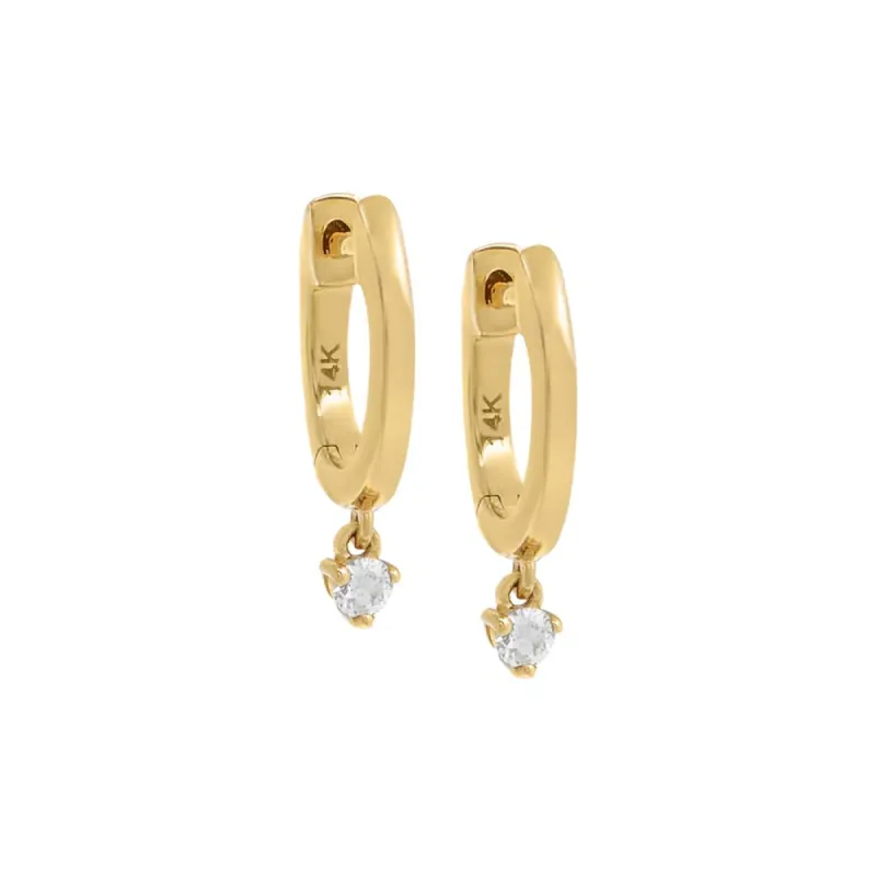 Diamond Drop Huggie Earring 14K sold by Adina Eden's