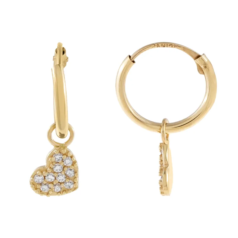 CZ Heart Hoop Earring 14K sold by Adina Eden's