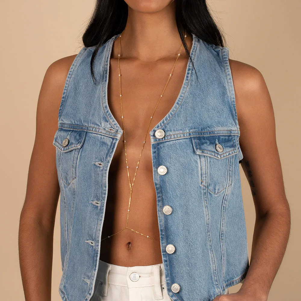 Pearl X CZ Body Chain sold by Adina Eden's product image thumbnail 3