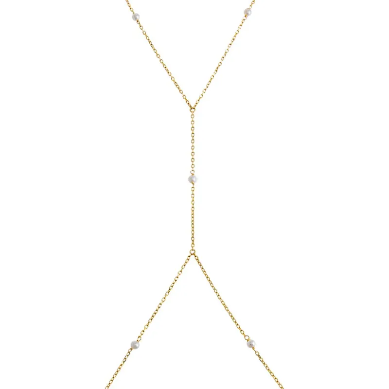 Pearl X CZ Body Chain sold by Adina Eden's