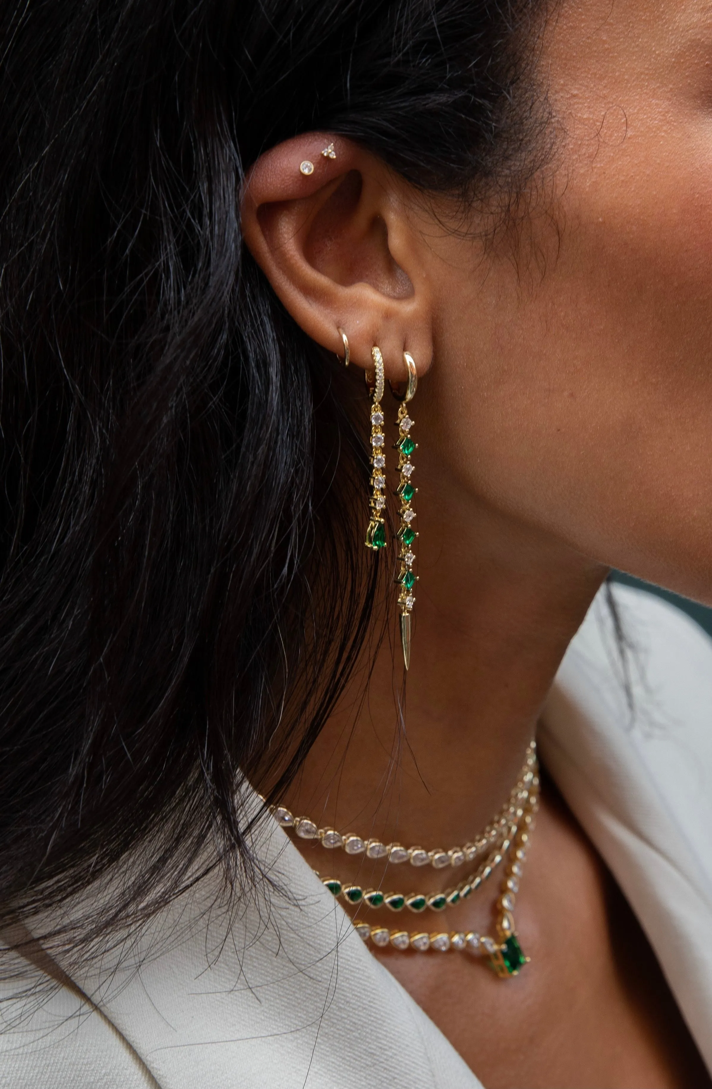 Teardrop CZ Drop Huggie Earring sold by Adina Eden's product image thumbnail 3