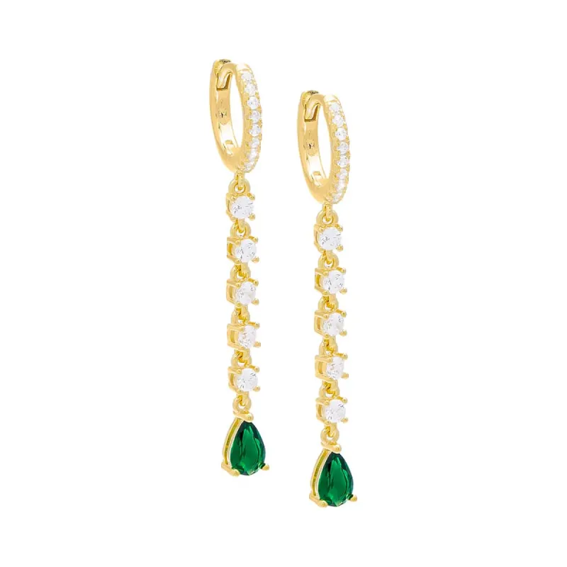 Teardrop CZ Drop Huggie Earring sold by Adina Eden's