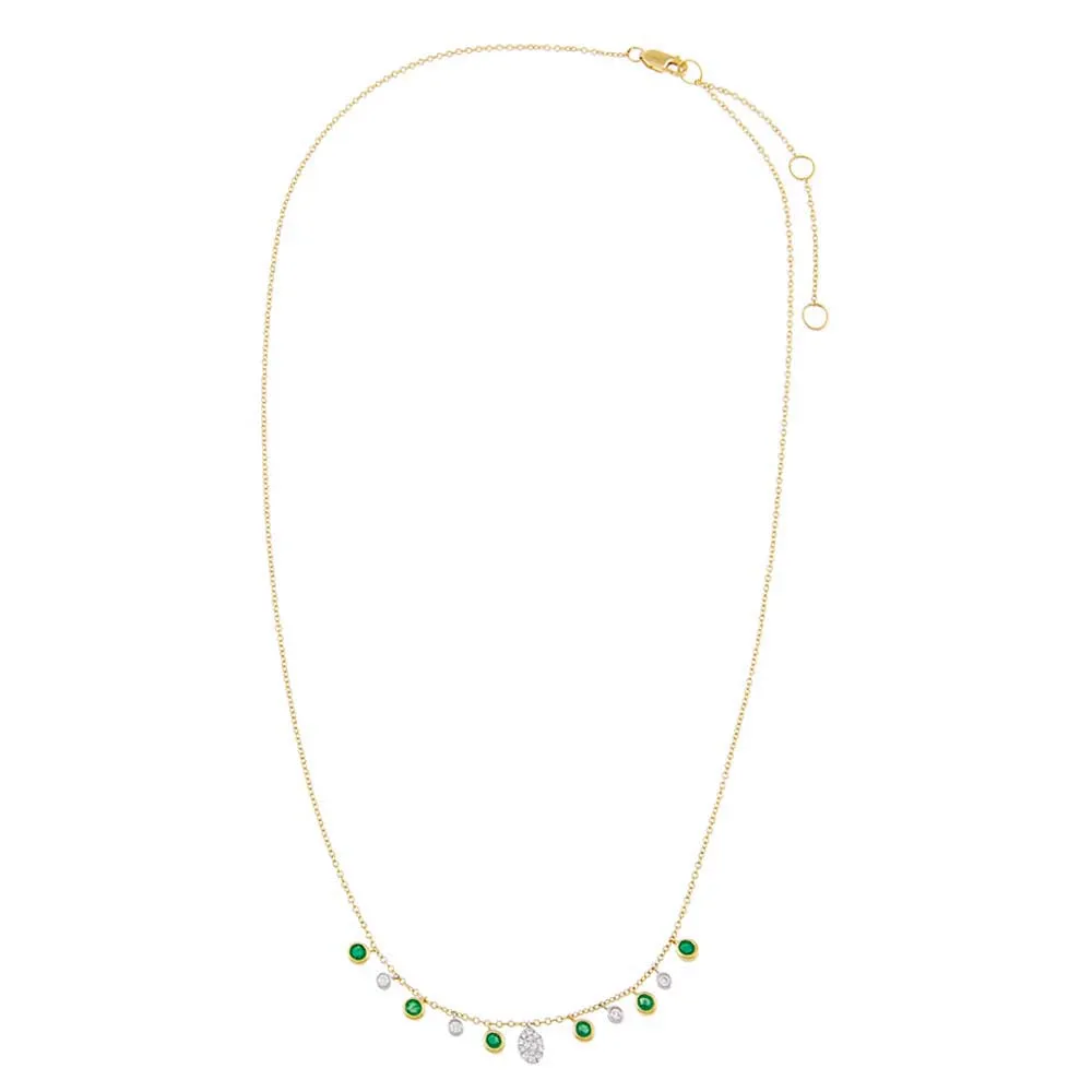 Diamond X Emerald Bezel Dangle Necklace 14K sold by Adina Eden's product image thumbnail 3