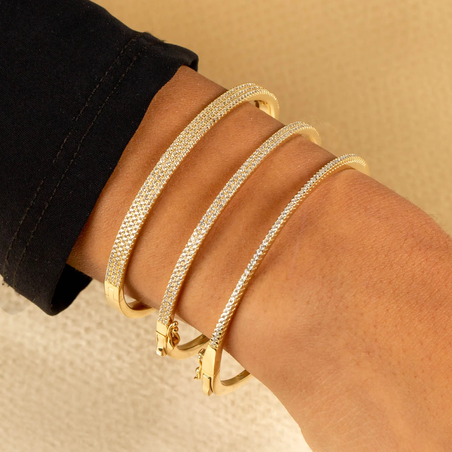 Triple Row Pavé Bangle sold by Adina Eden's product image thumbnail 2