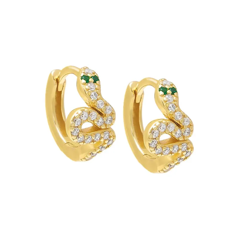 Mini Serpent CZ Huggie Earring sold by Adina Eden's