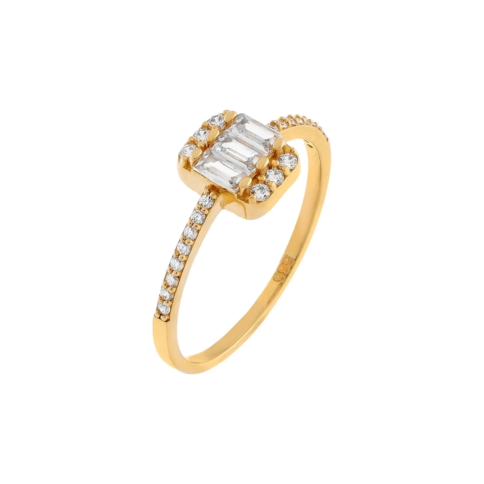 CZ Baguette Thin Ring 14K sold by Adina Eden's