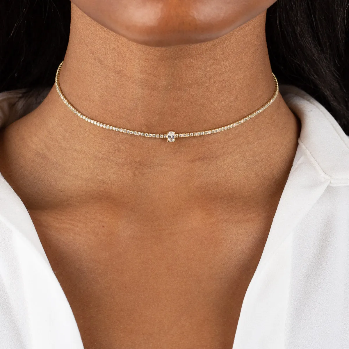 CZ Oval Tennis Choker sold by Adina Eden's product image thumbnail 2