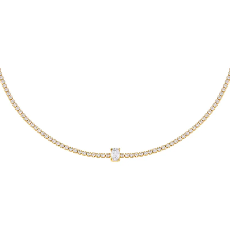 CZ Oval Tennis Choker sold by Adina Eden's