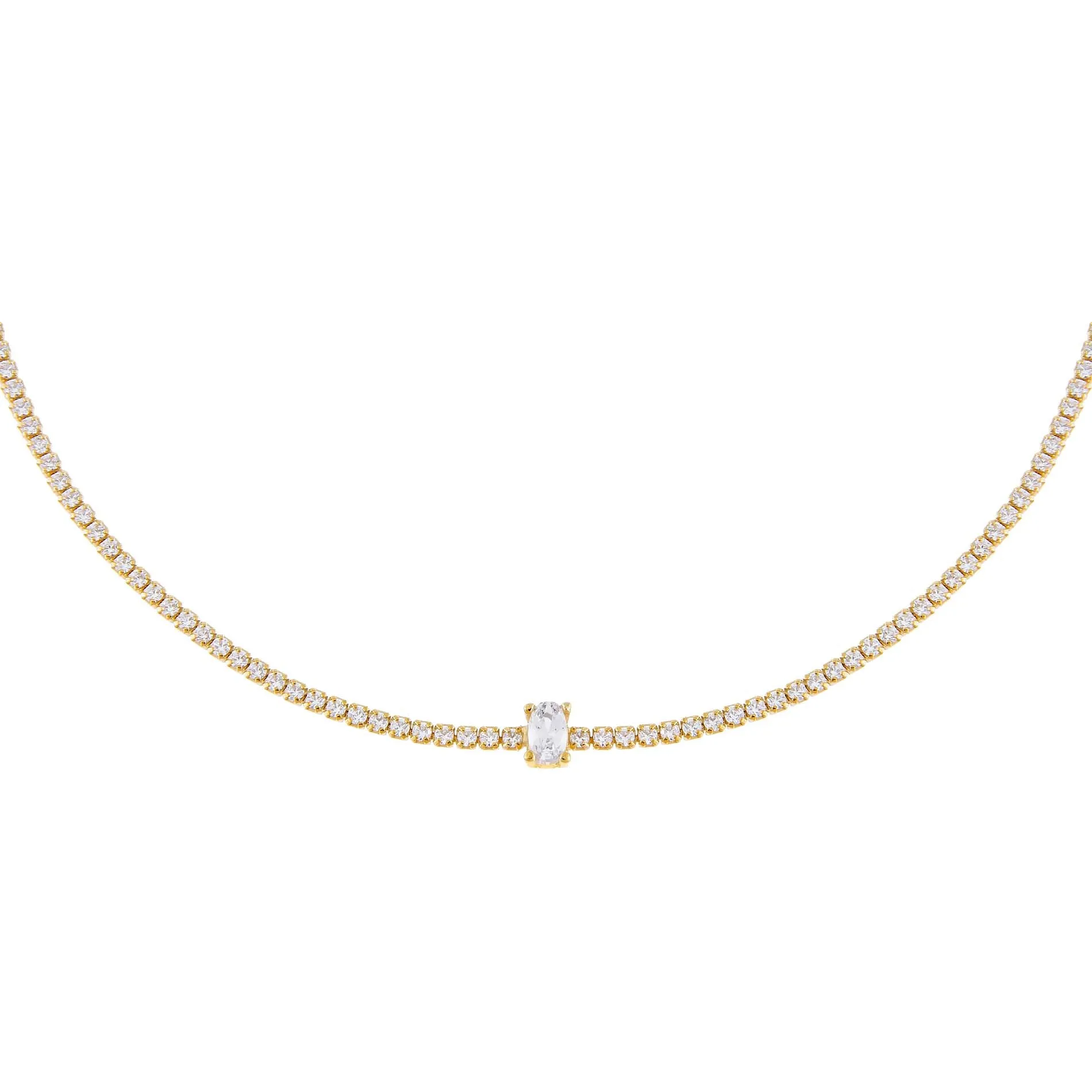 CZ Oval Tennis Choker sold by Adina Eden's