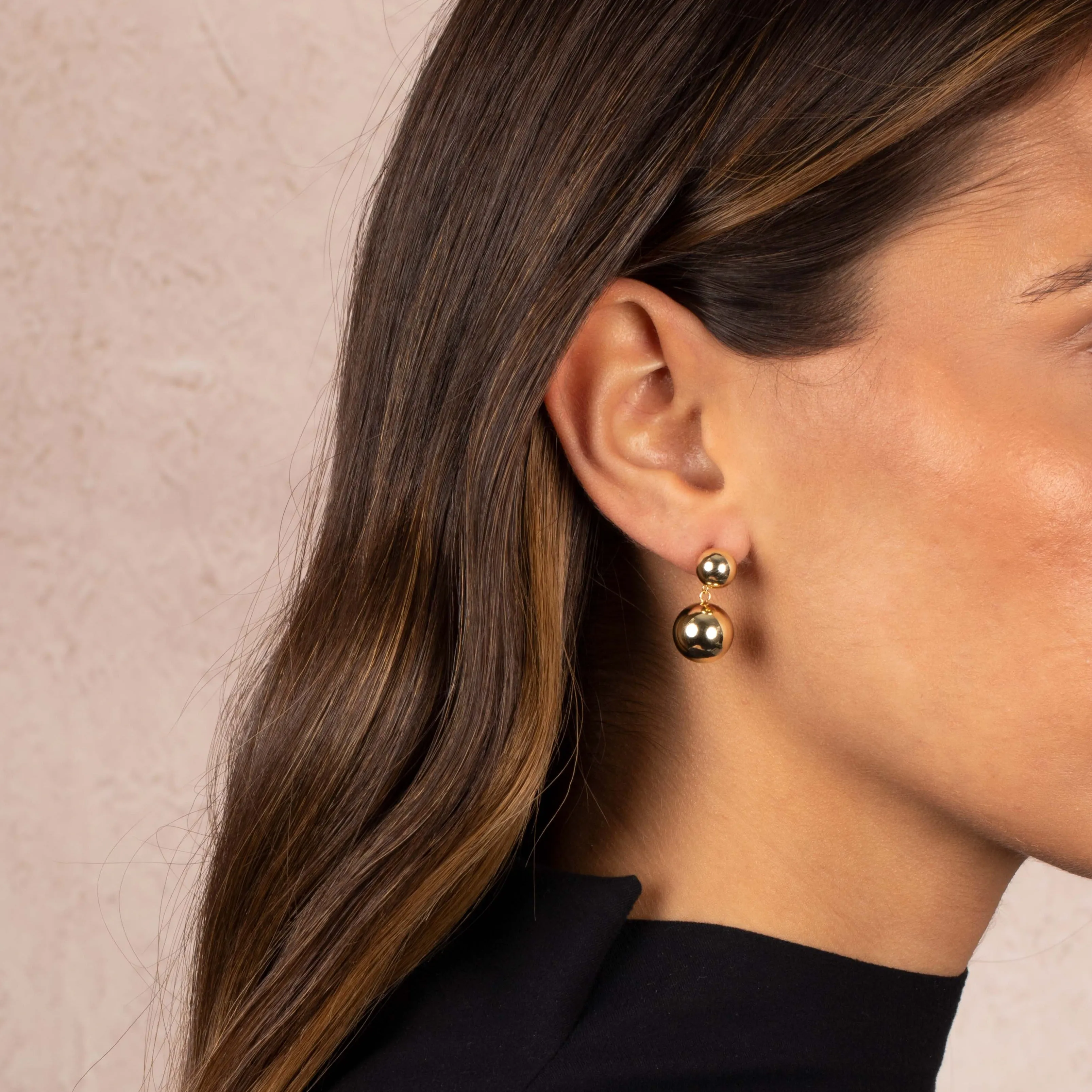 Double Graduated Ball Drop Stud Earring sold by Adina Eden's product image thumbnail 2