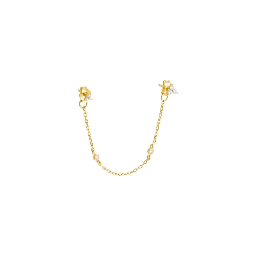 Colored CZ Cluster Double Chain Stud Earring sold by Adina Eden's product image thumbnail 2