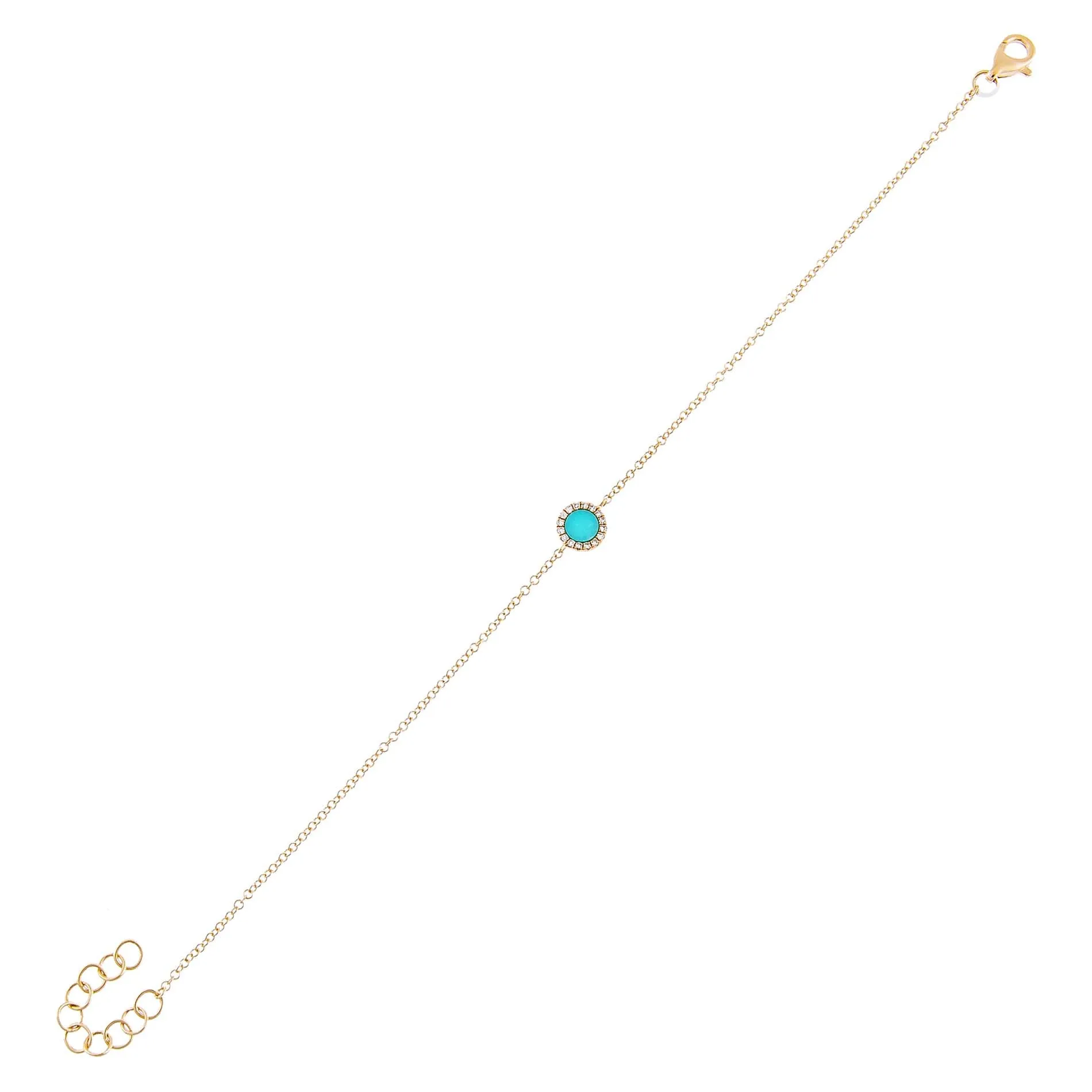 Diamond X Turquoise Disc Bracelet 14K sold by Adina Eden's