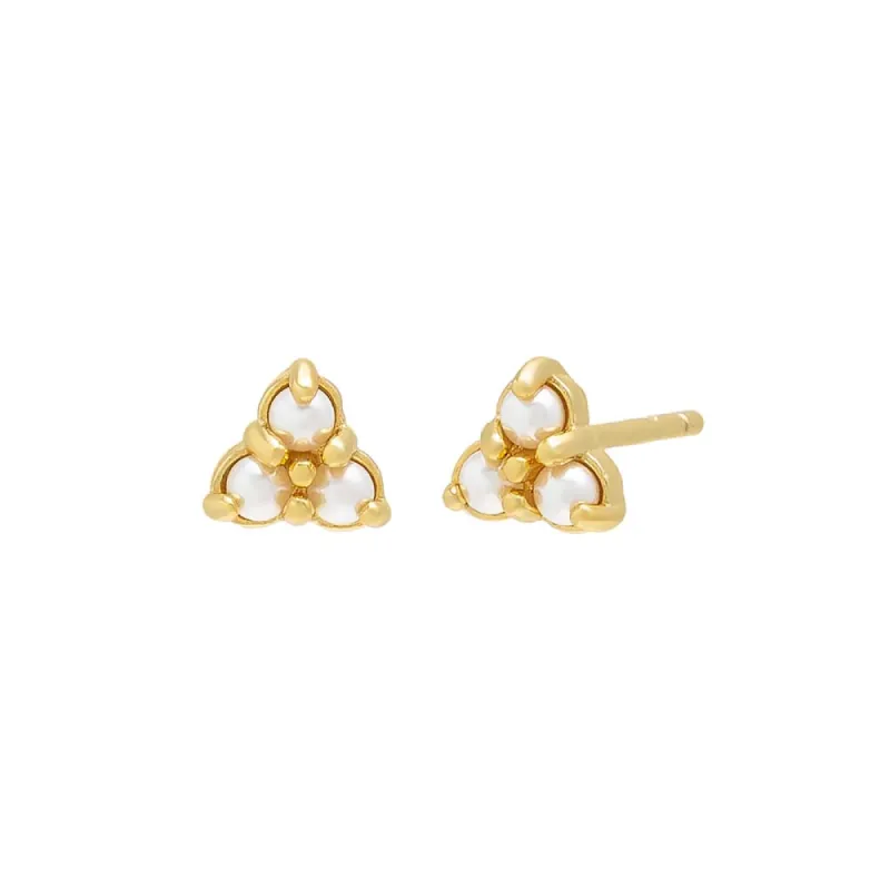 Pearl Trio Cluster Stud Earring sold by Adina Eden's