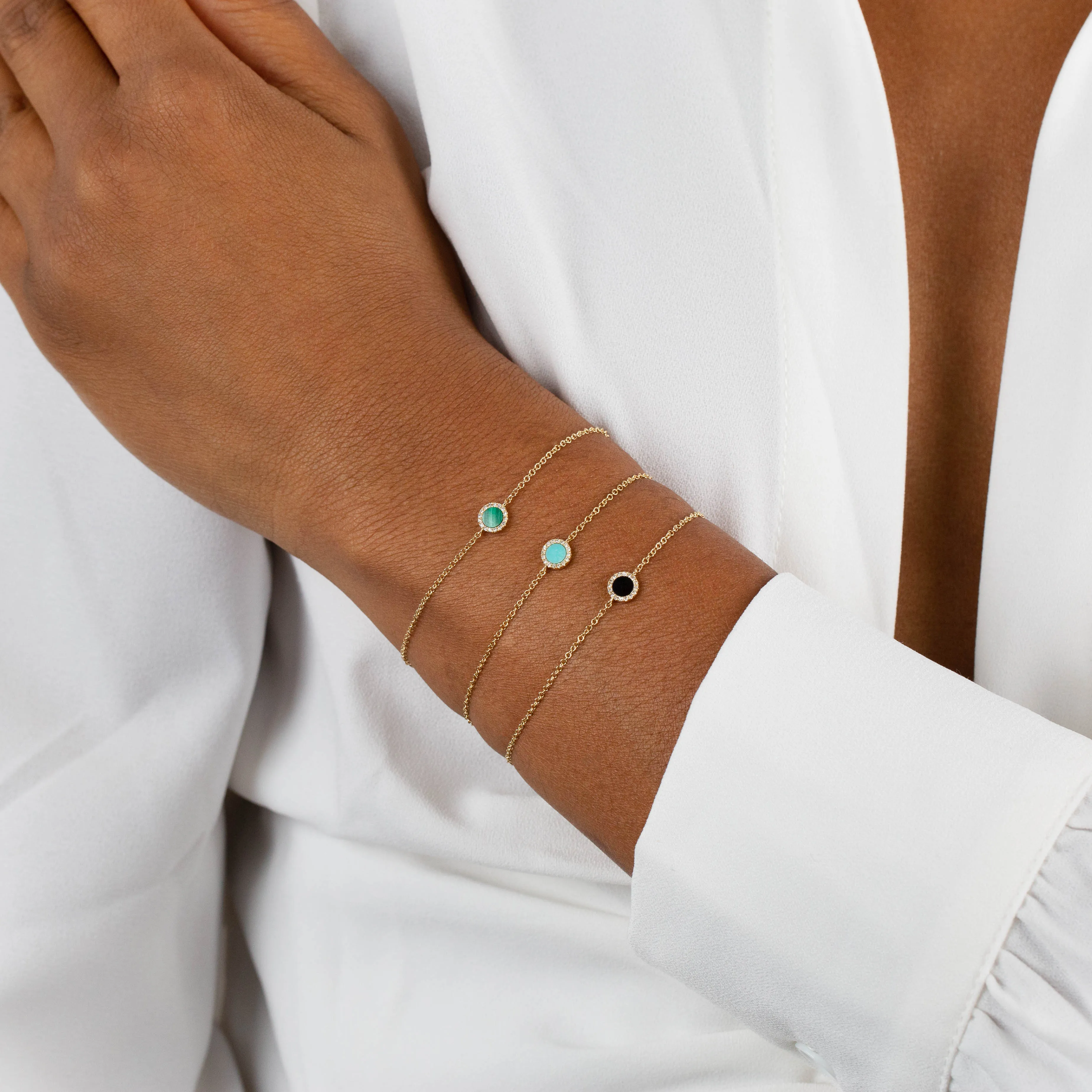 Diamond X Turquoise Disc Bracelet 14K sold by Adina Eden's product image thumbnail 2