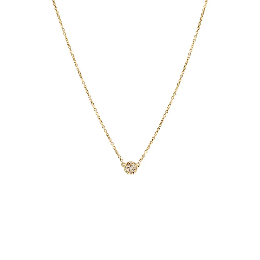 Diamond Pave Mini Disc Necklace 14K sold by Adina Eden's