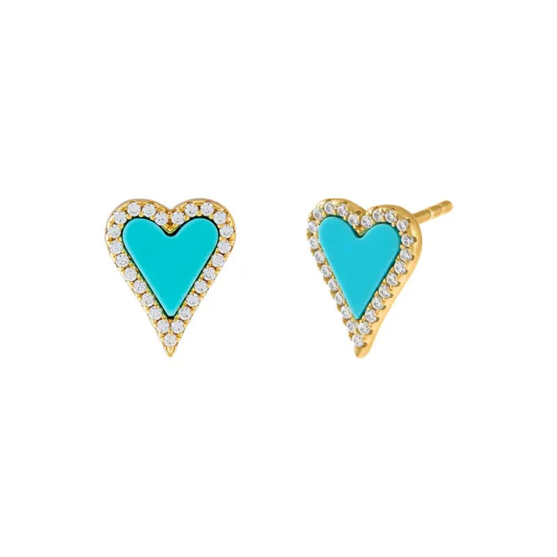 Elongated Pavé Heart Earring sold by Adina Eden's