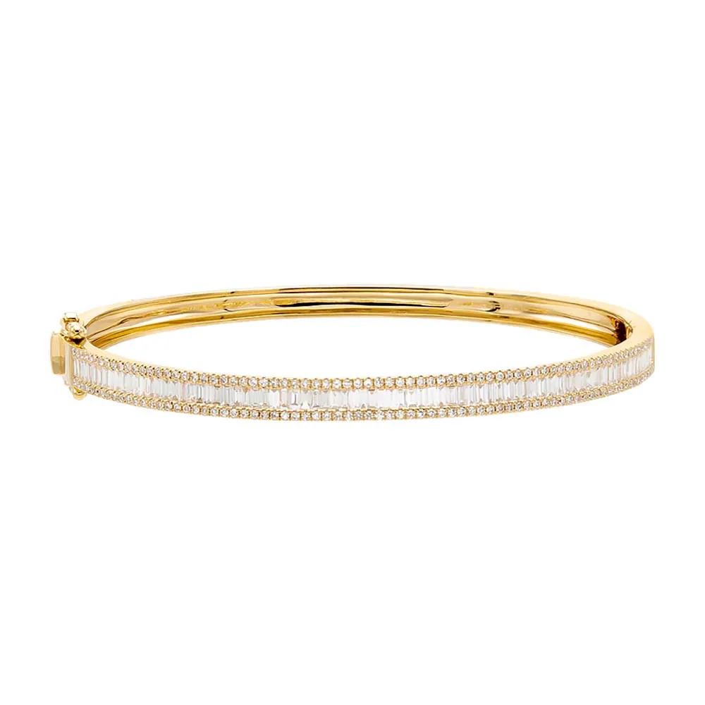 Diamond Pave X Baguette Bangle 14K sold by Adina Eden's