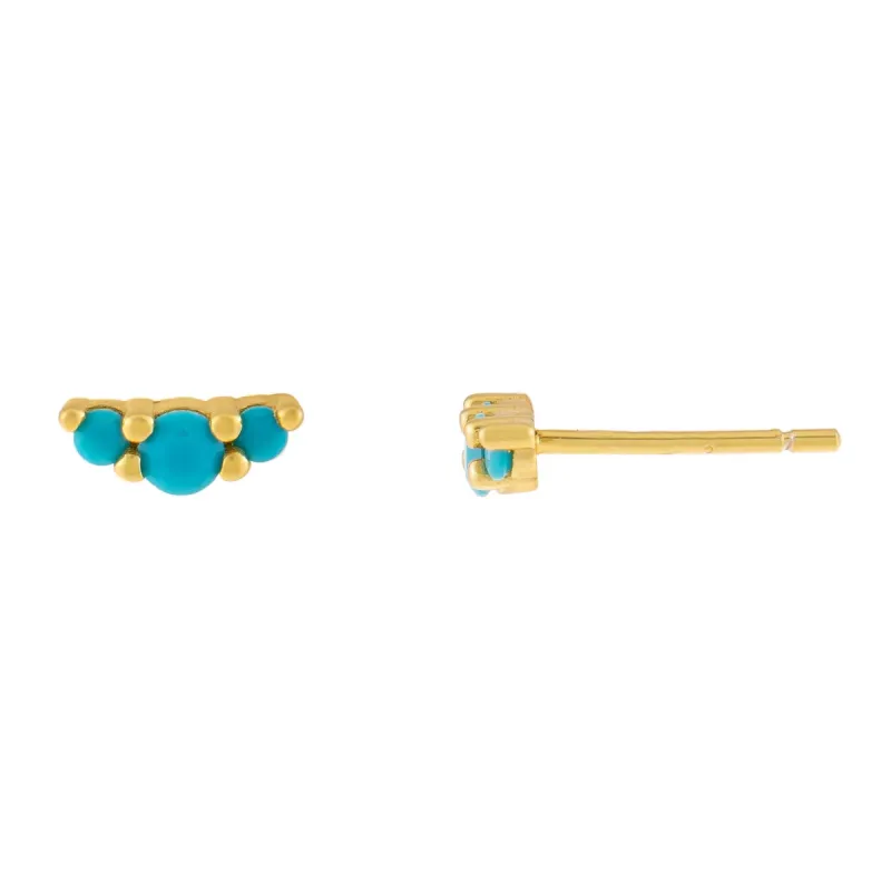 Triple Turquoise Stone Stud Earring sold by Adina Eden's