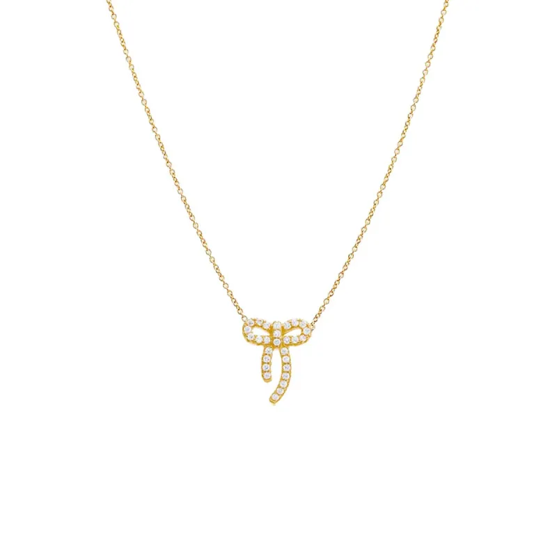 Petite Pave Bow Tie Pendant Necklace sold by Adina Eden's