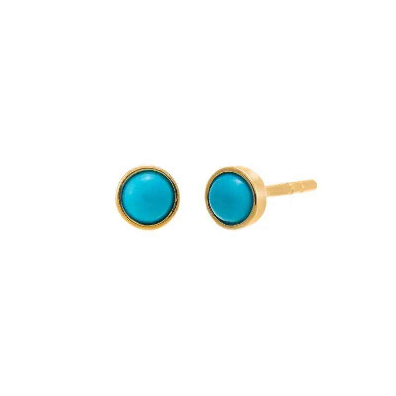 Mini Turquoise Bezel Stud Earring 14K sold by Adina Eden's