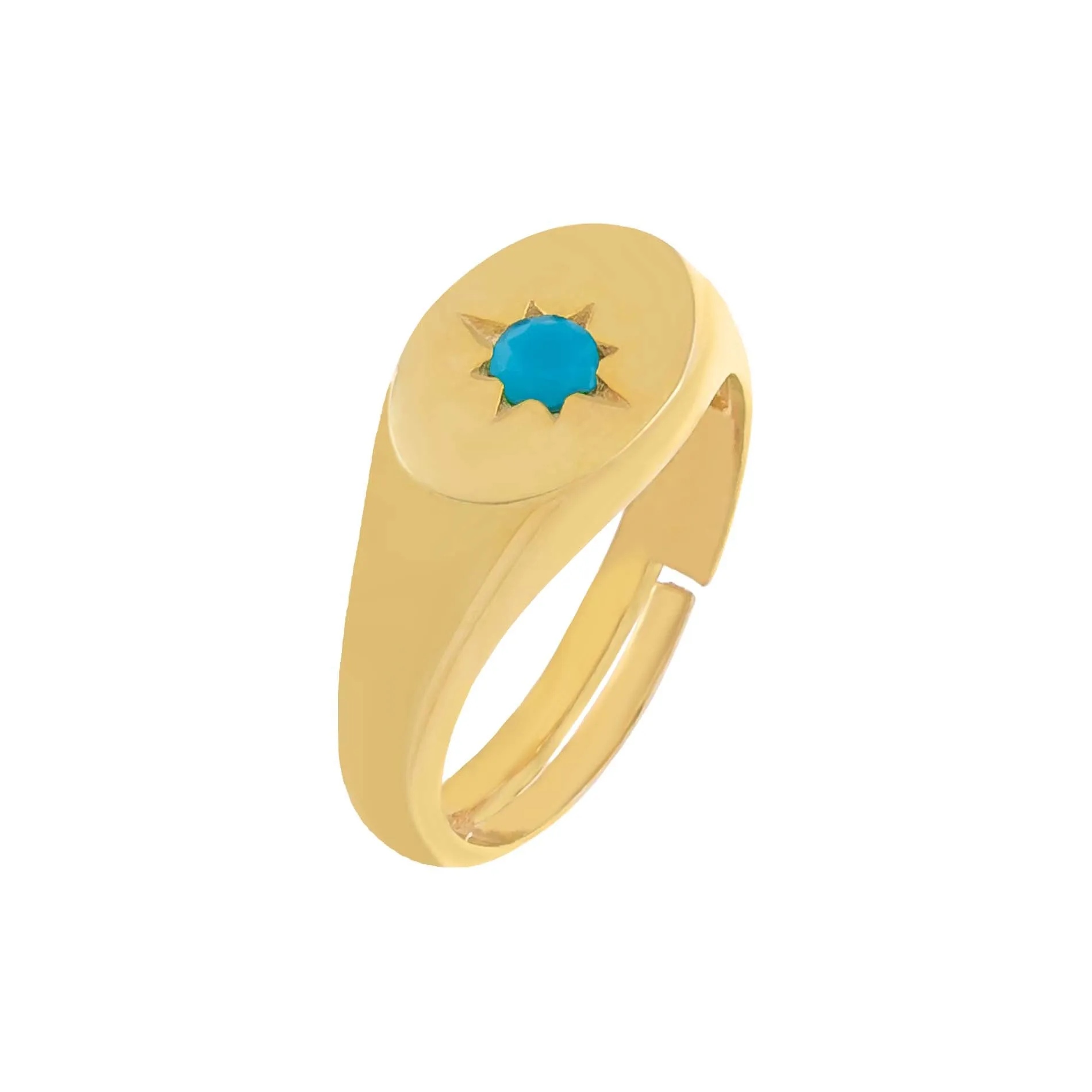 CZ Starburst Signet Pinky Ring sold by Adina Eden's product image thumbnail 4