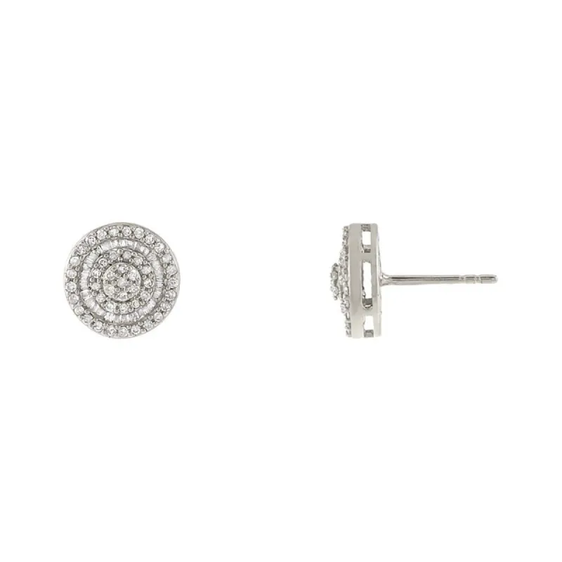 Round X Baguette Diamond Stud Earring 14K sold by Adina Eden's