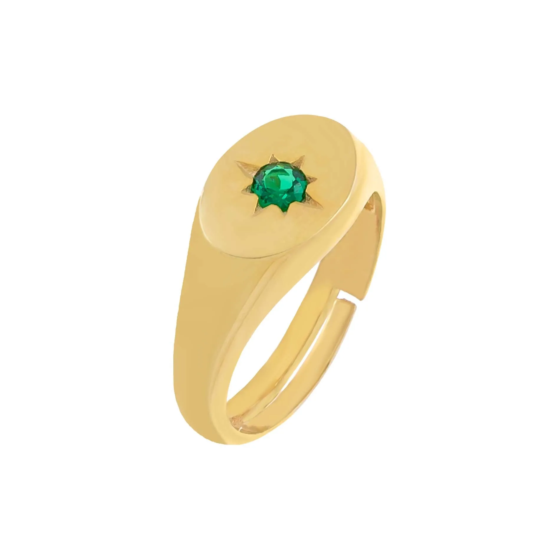 CZ Starburst Signet Pinky Ring sold by Adina Eden's