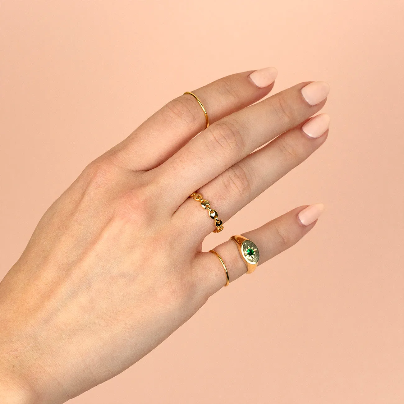 CZ Starburst Signet Pinky Ring sold by Adina Eden's product image thumbnail 2