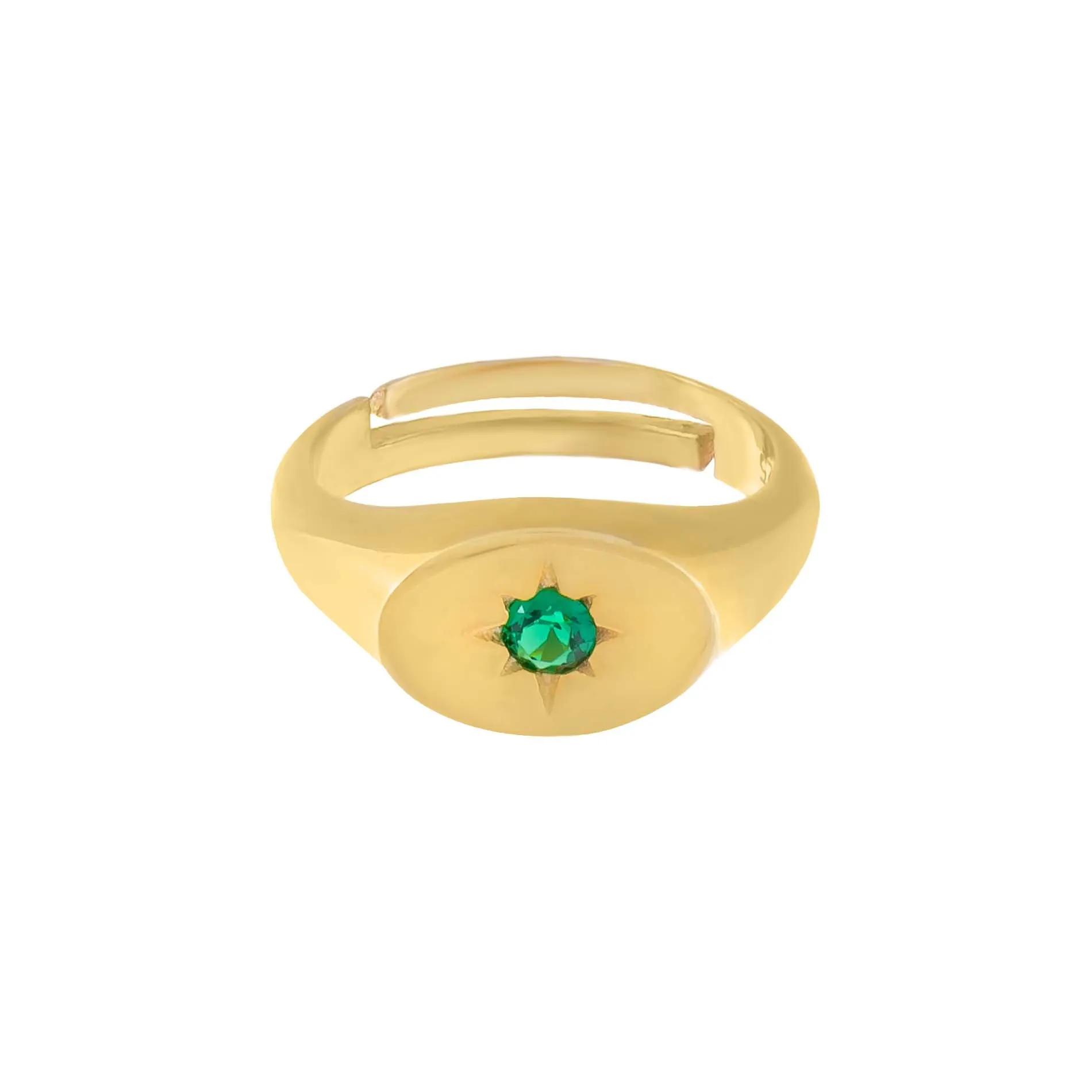CZ Starburst Signet Pinky Ring sold by Adina Eden's product image thumbnail 3