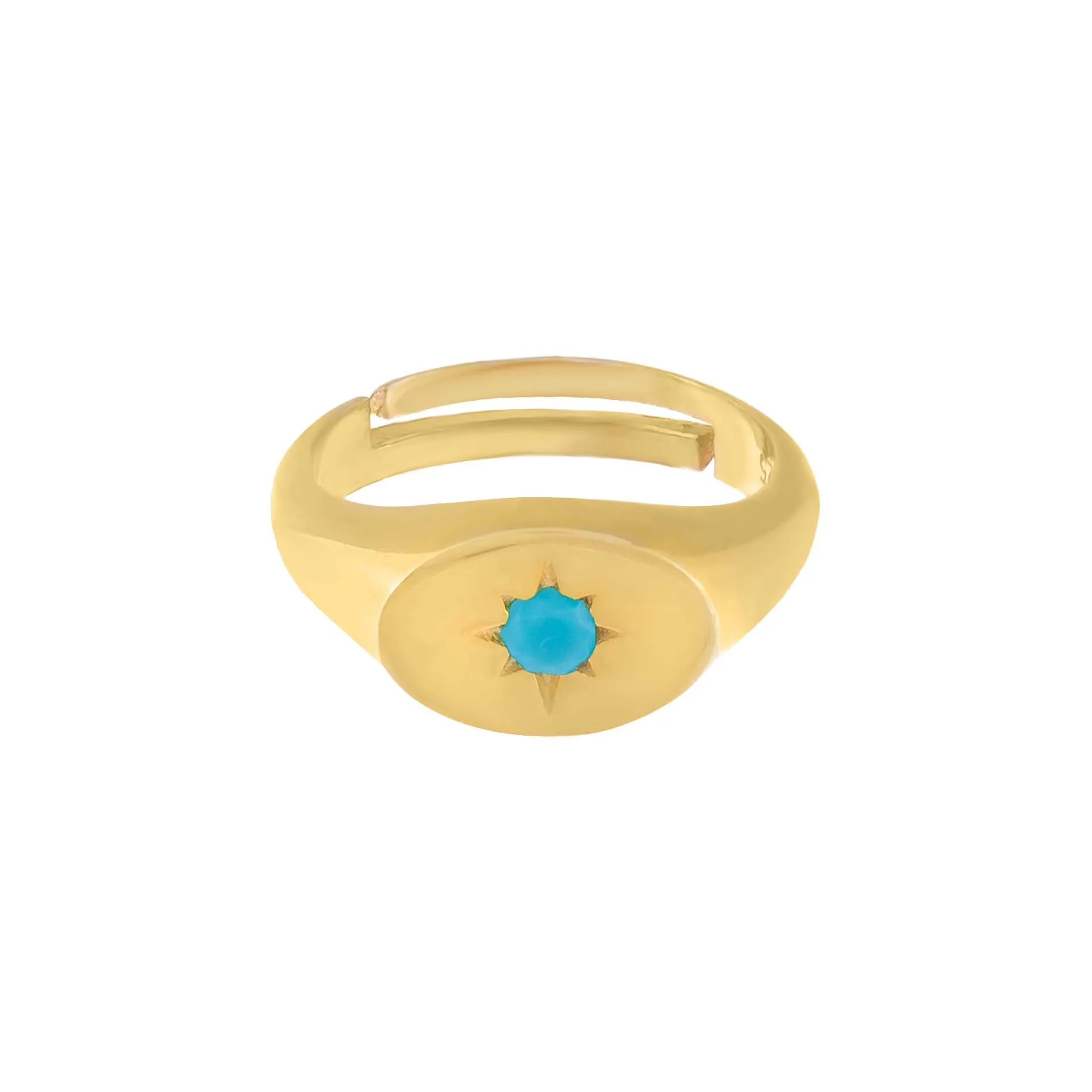 CZ Starburst Signet Pinky Ring sold by Adina Eden's product image thumbnail 5