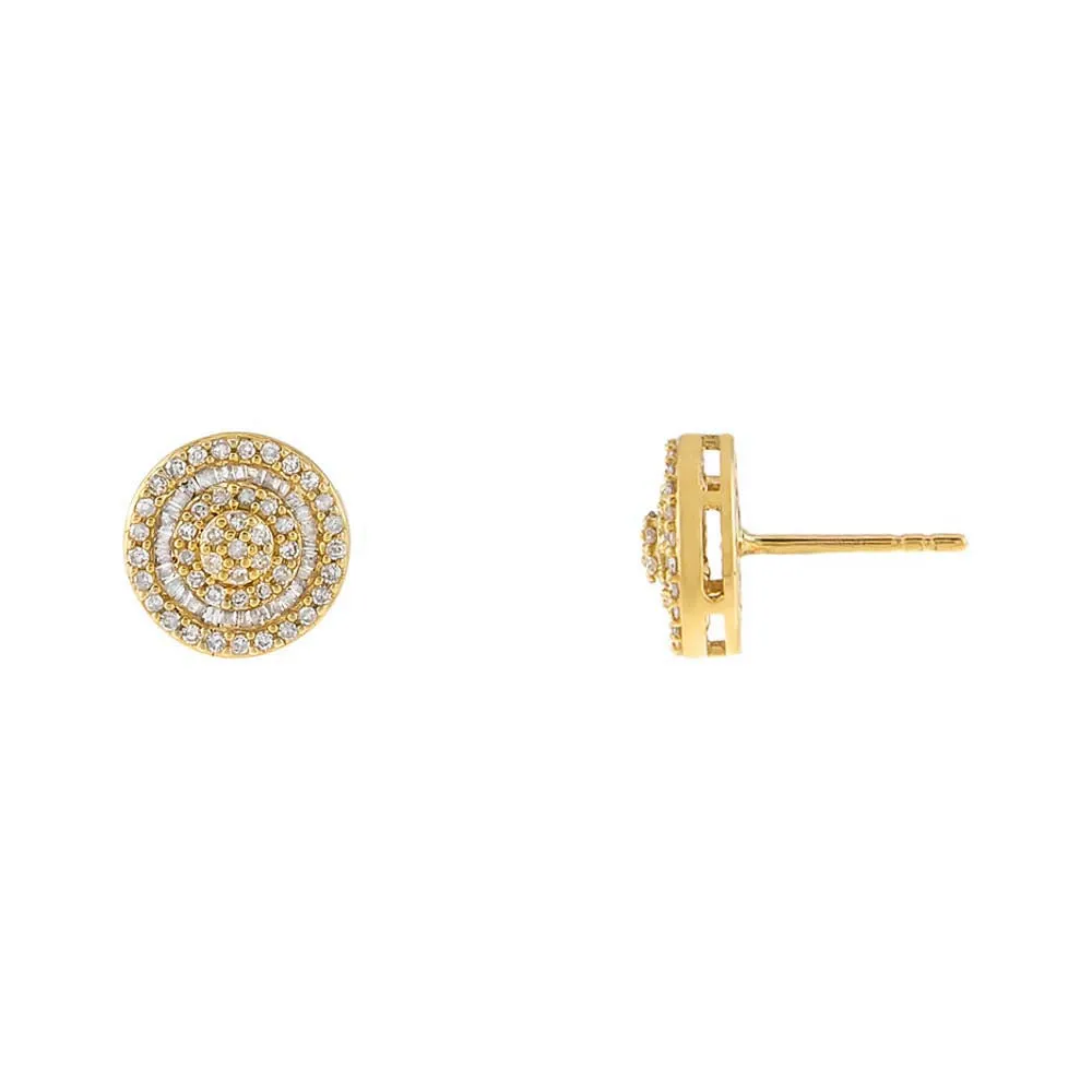 Round X Baguette Diamond Stud Earring 14K sold by Adina Eden's product image thumbnail 3