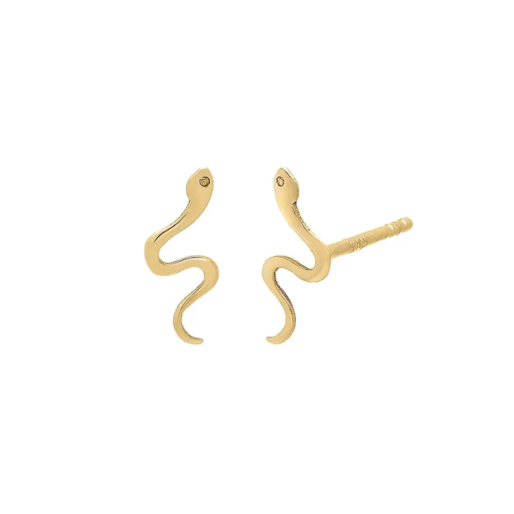 Solid Serpent Stud Earring 14K sold by Adina Eden's