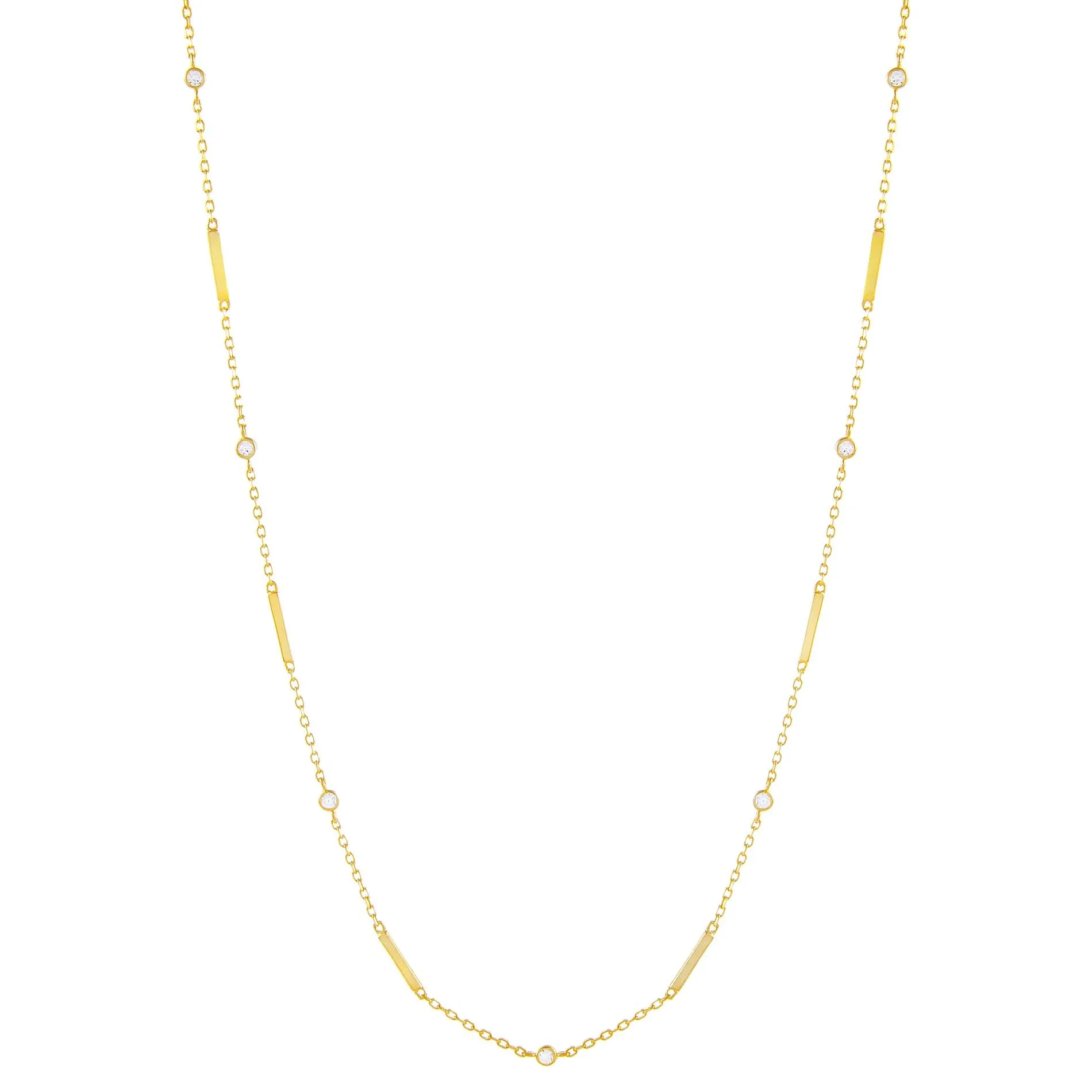 CZ Bezel Bar Necklace sold by Adina Eden's