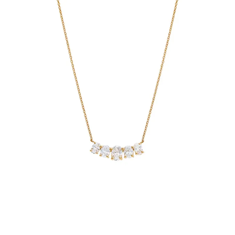Lab Grown Diamond Oval Cut Curved Bar Necklace 14K sold by Adina Eden's