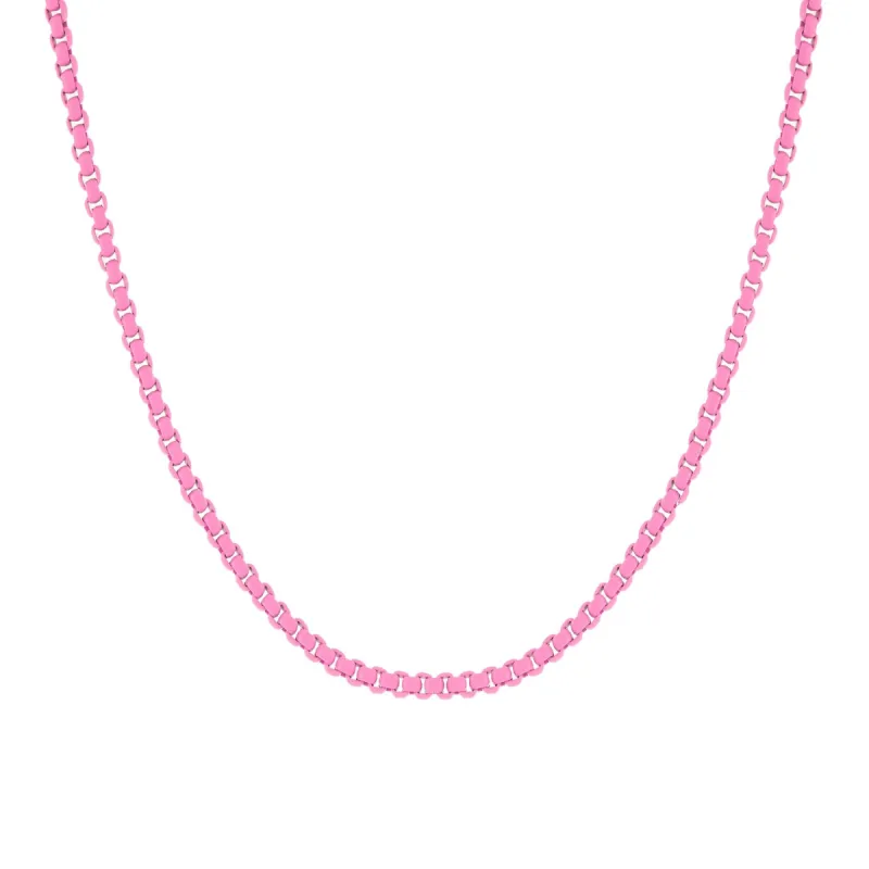 Pink Enamel Rope Chain Necklace sold by Adina Eden's