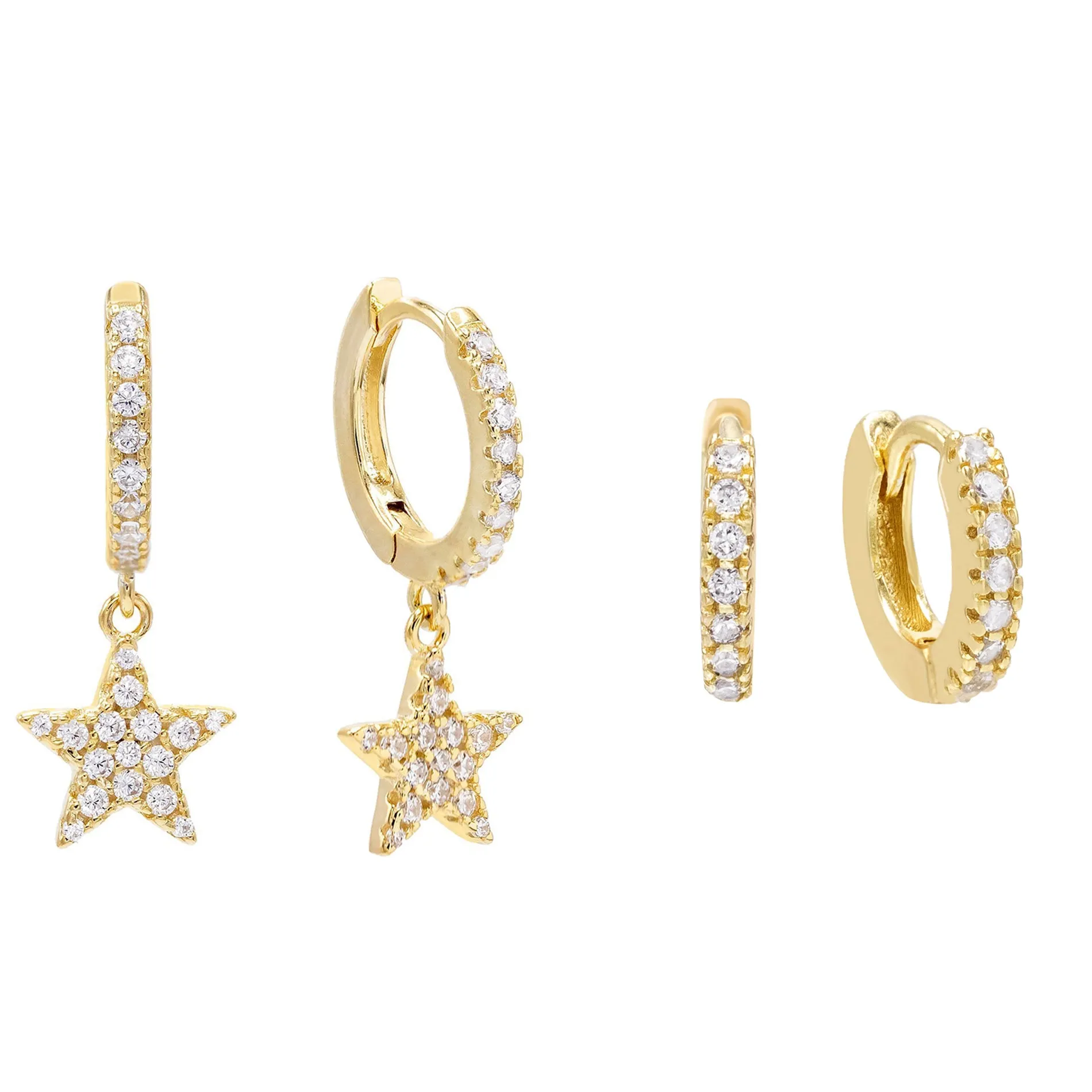CZ Star Huggie Earring Combo Set sold by Adina Eden's
