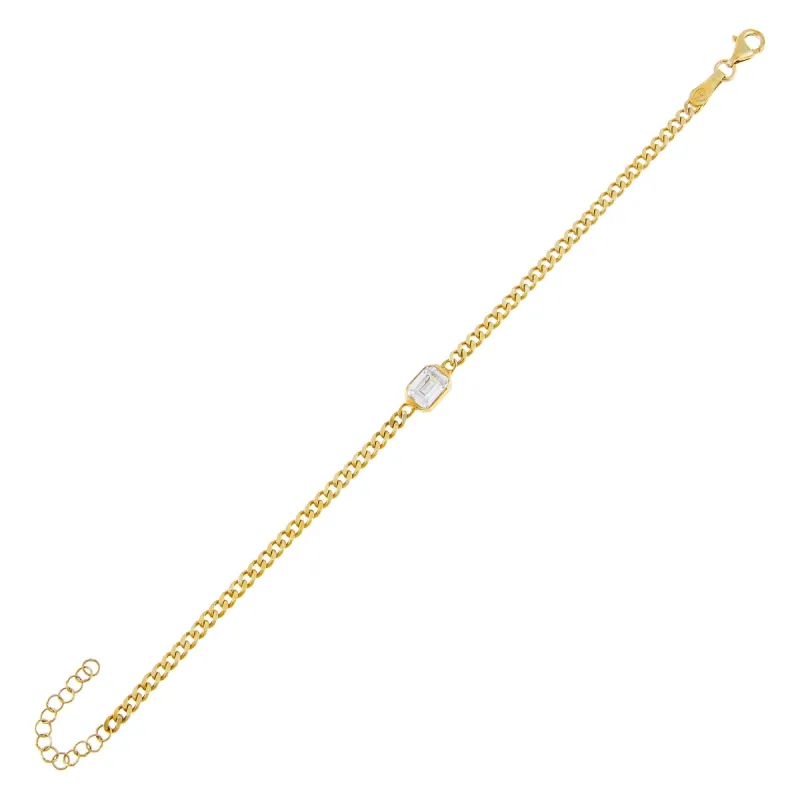 Colored Baguette Cuban Bracelet sold by Adina Eden's