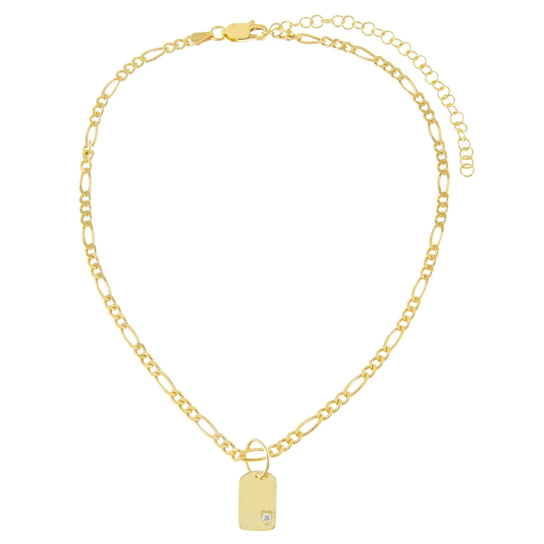 Engraved CZ Dog Tag Figaro Choker sold by Adina Eden's product image thumbnail 2