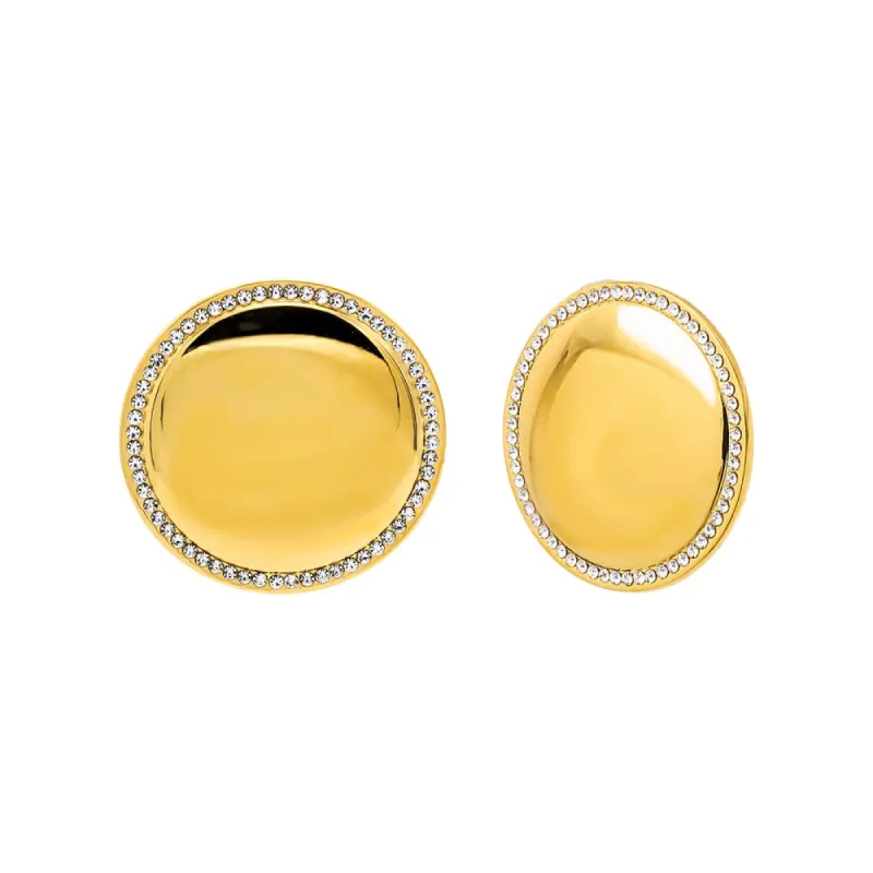 Pave Outlined Round Statement Stud Earring sold by Adina Eden's