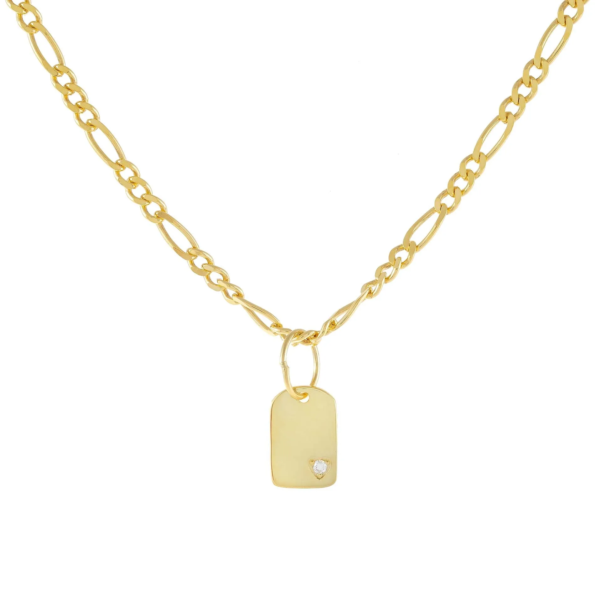 Engraved CZ Dog Tag Figaro Choker sold by Adina Eden's