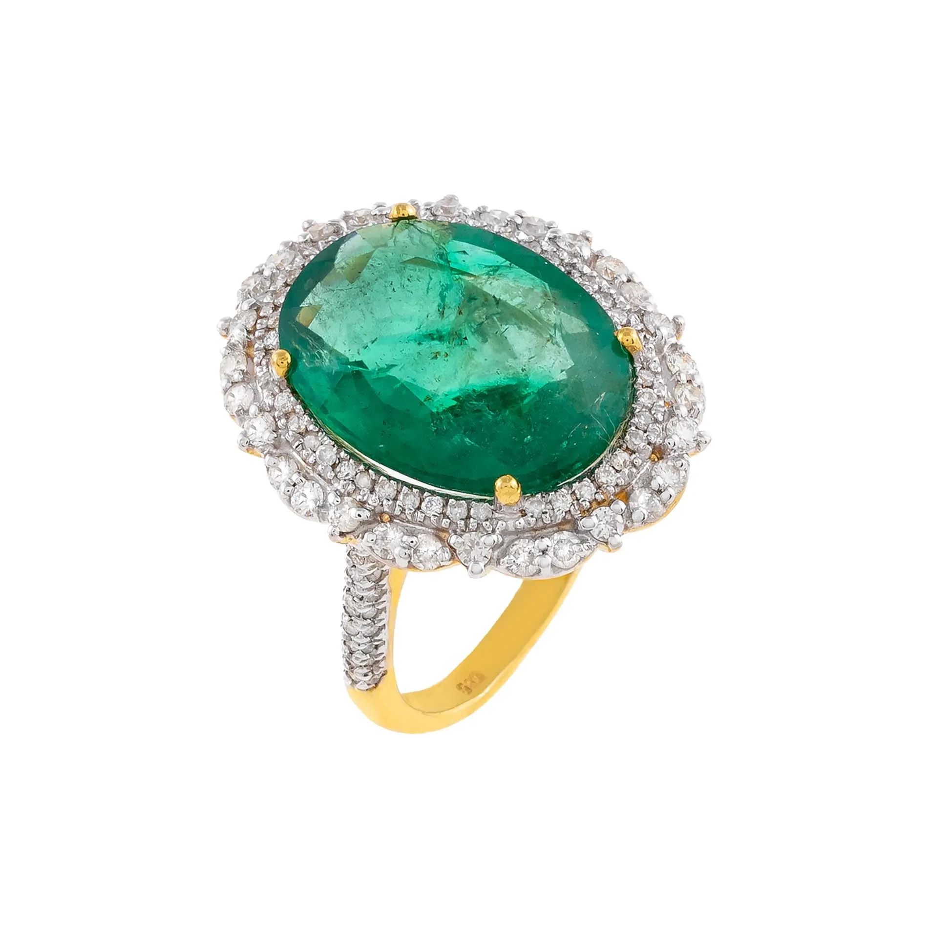 Diamond X Emerald Ring 14K sold by Adina Eden's